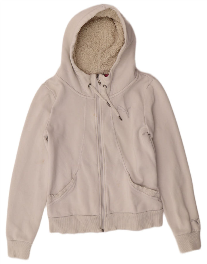 PUMA Womens Zip Hoodie Sweater UK 10 Small White