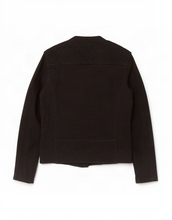 Marks & Spencer Damen Racer Jacke UK 8 Small Schwarze Baumwolle