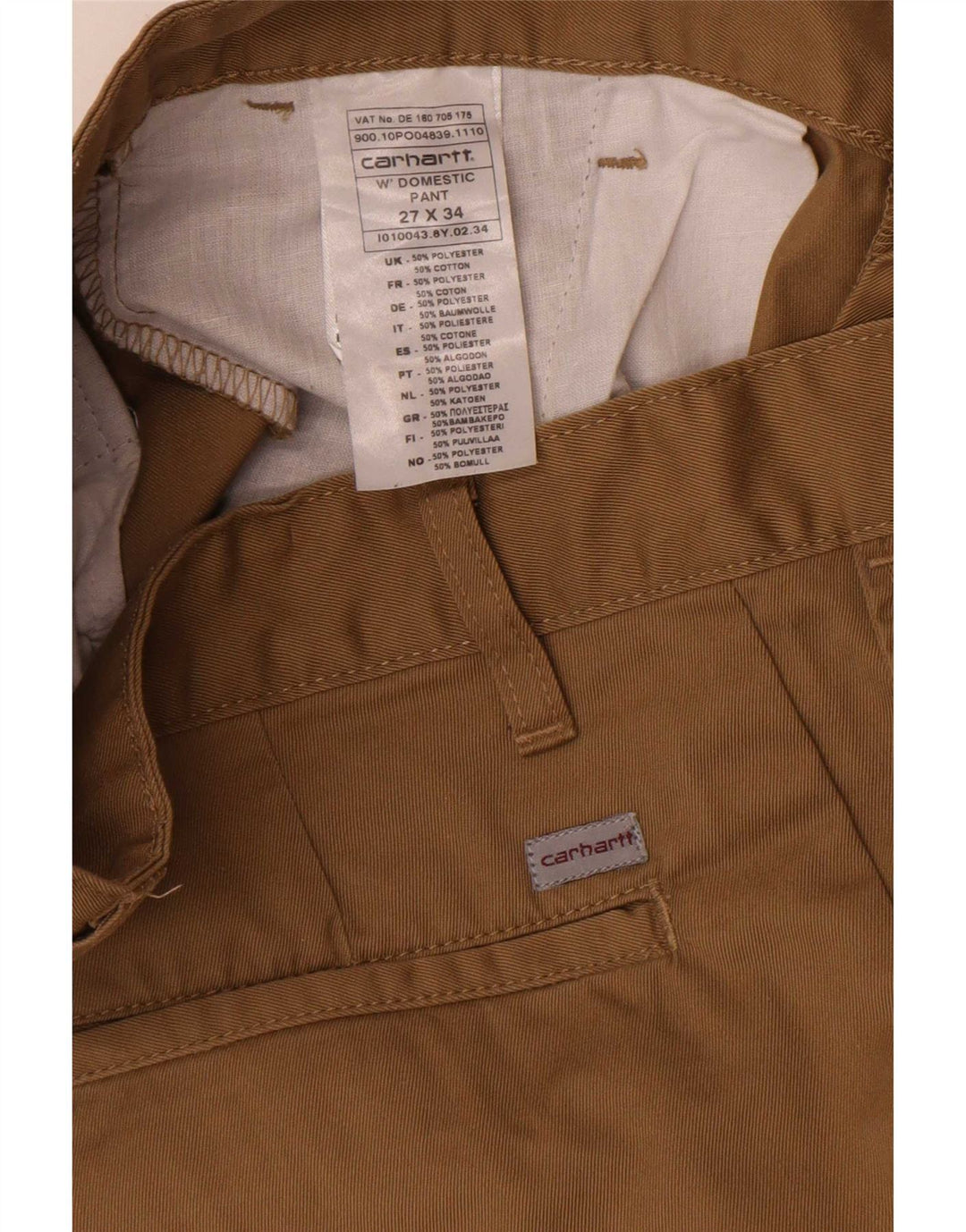 Carhartt Womens Slim Chino Trousers W27 L34 Beige Polyester