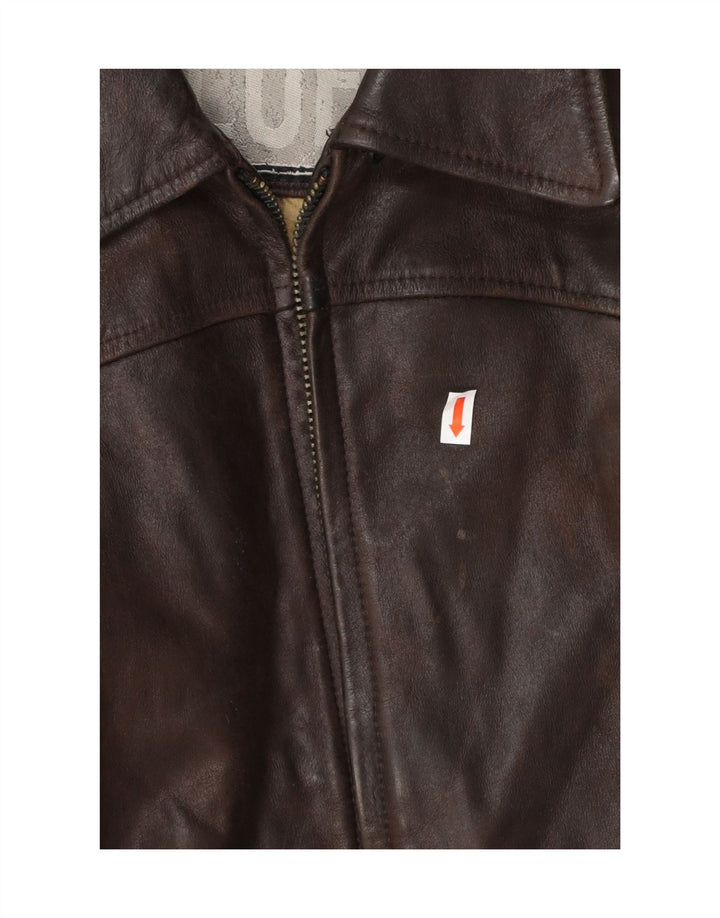 VINTAGE Womens Leather Jacket EU 38 Medium Brown Leather Vintage Vintage and Second-Hand Vintage from Messina Hembry 
