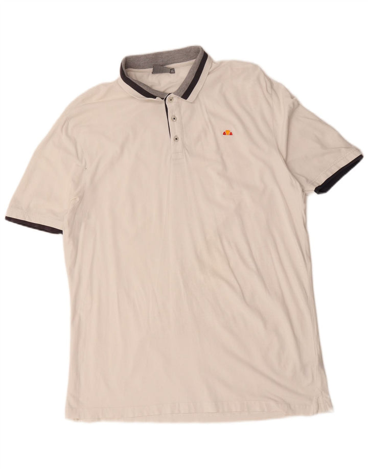 Ellesse Mens Polo Shirt XL White Striped Cotton