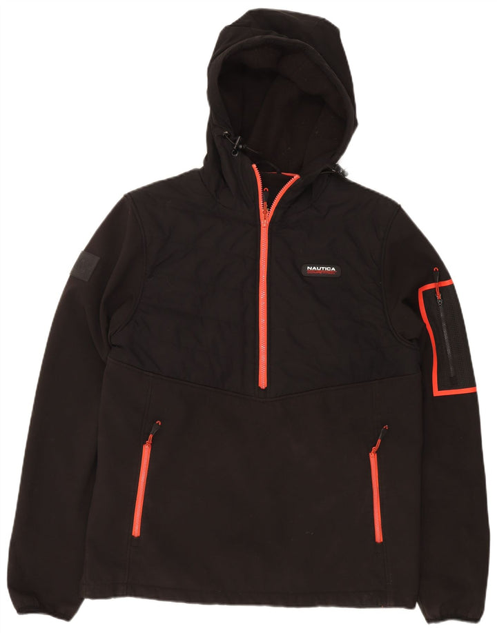 NAUTICA Mens Zip Neck Hoodie Jumper Medium Black Polyester