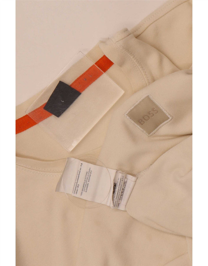 Hugo Boss Haut à manches longues pour homme en coton blanc cassé Large
