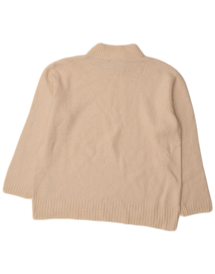 Maglione maglione da donna con collo alto Massimo Dutti UK 16 grande bianco sporco