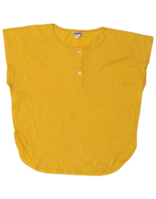 T-shirt grafica da donna Marella Top UK 14 grande cotone giallo