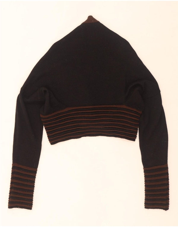 Suéter cardigã feminino vintage IT 44 listrado preto médio