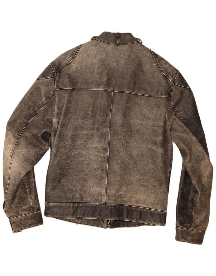 Conbipel Herren Leder Racer Jacke IT 48 Mittelgrau