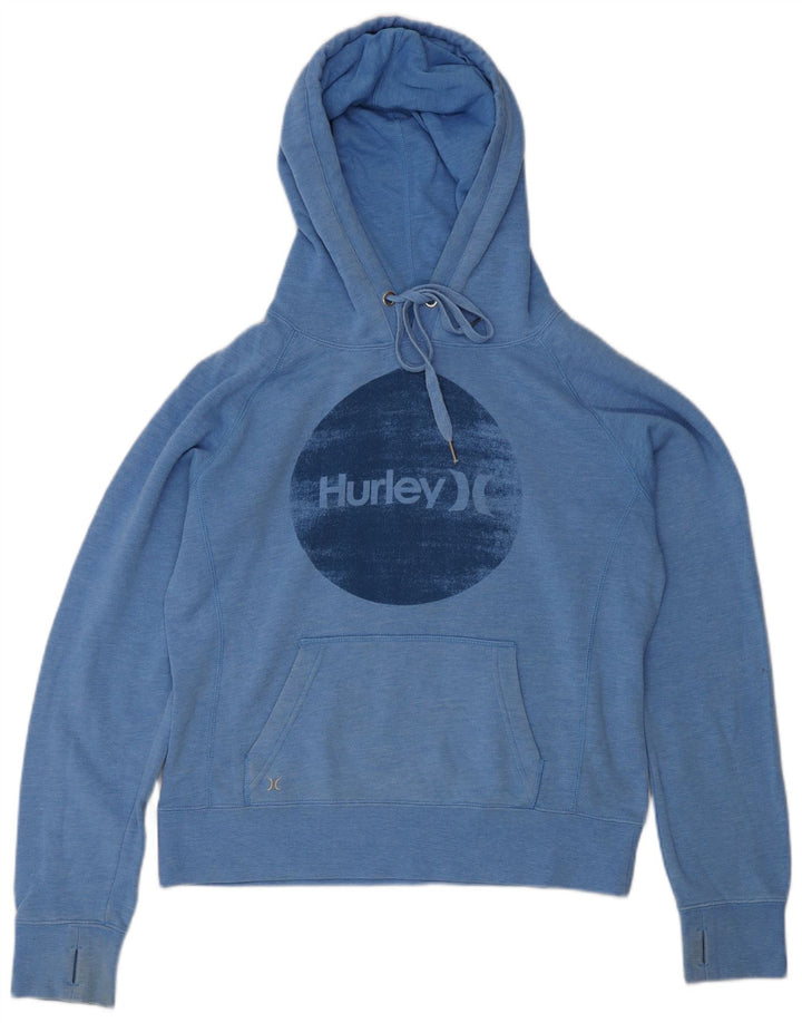 HURLEY Womens Graphic Hoodie Jumper UK 14 Medium Blue