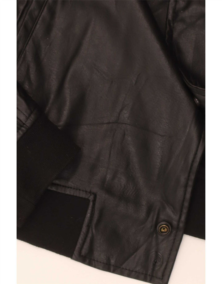 Zara Herren-Bomberjacke aus Kunstleder, UK 38, Mittelschwarz, Polyester