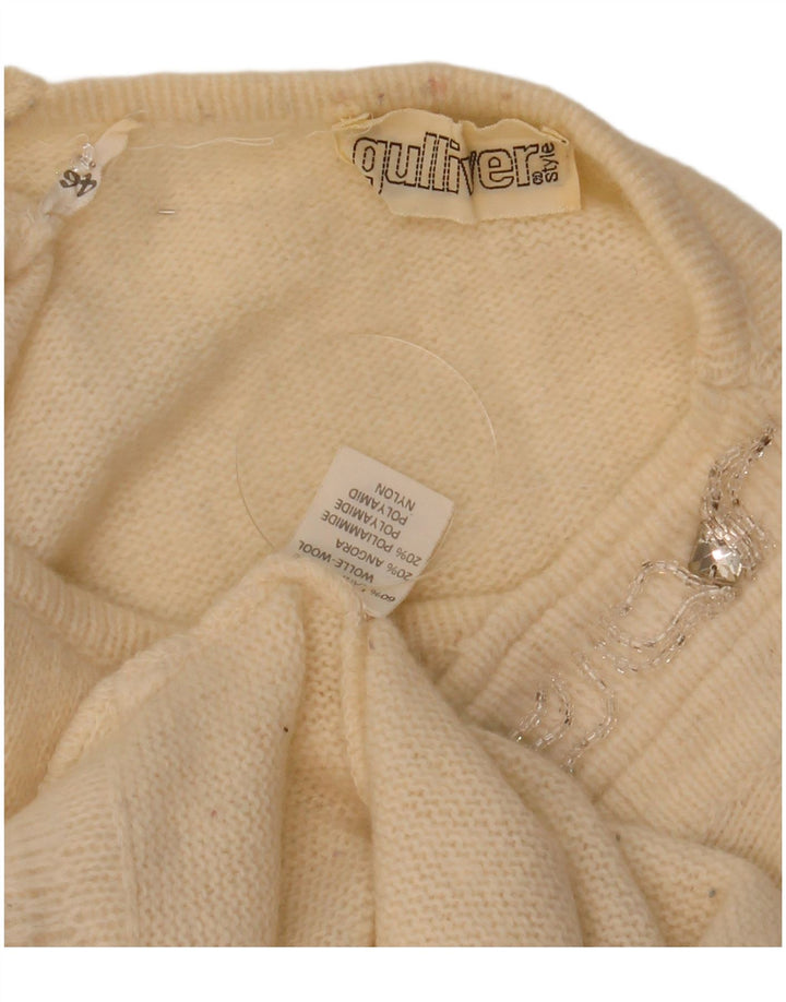 Vintage Womens Boat Neck Jumper Sweater IT 46 Large Off White Wool