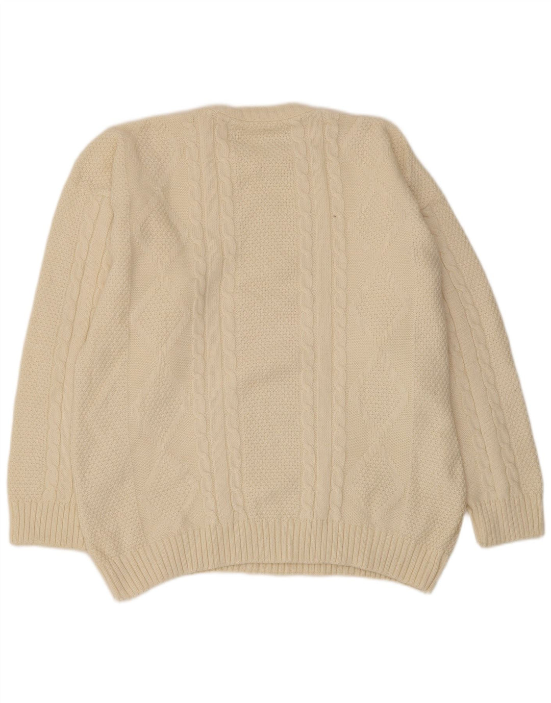 Vintage Mens Crew Neck Jumper Sweater Large Beige