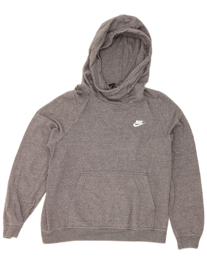 Nike Womens Hoodie Jumper UK 14 Medium Grey Cotton
