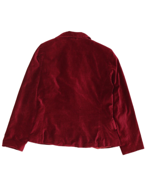 vintage Femme Open Velvet Blazer Veste IT 40 Petit Coton Bordeaux