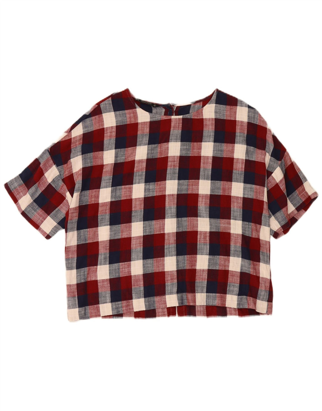 ZARA Womens Oversized Blouse Top UK 10 Small Multicoloured Check Cotton
