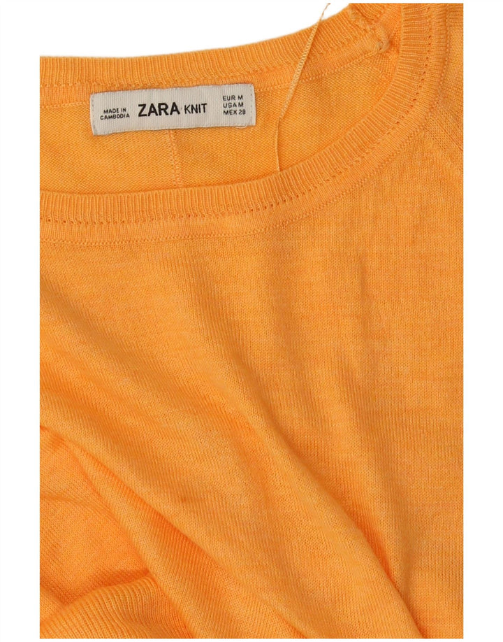 Zara Womens Boat Neck Jumper Sweater UK 14 Medium Orange