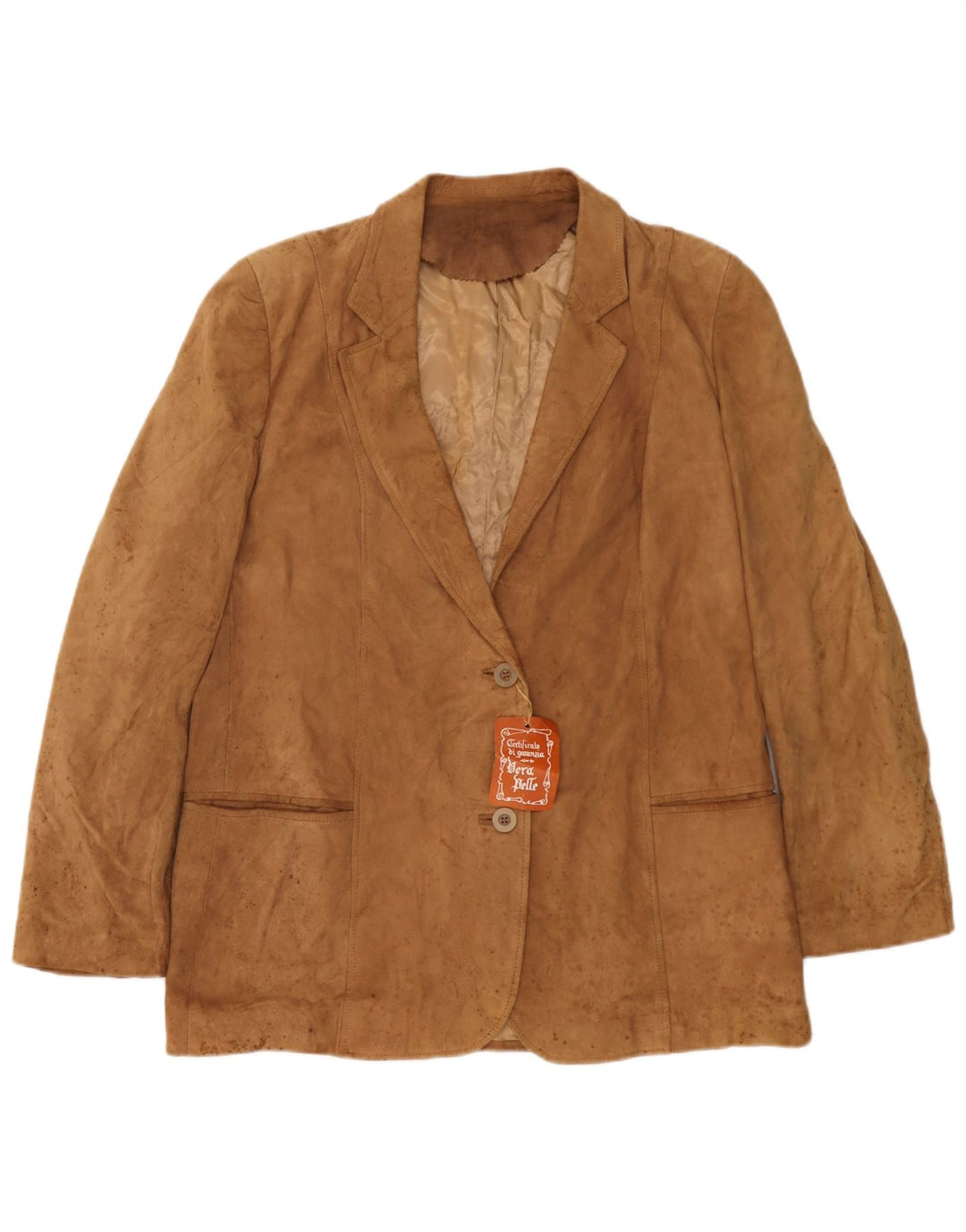 Giacca blazer a 2 bottoni in pelle scamosciata da donna Anfor IT 52 2XL Pelle beige