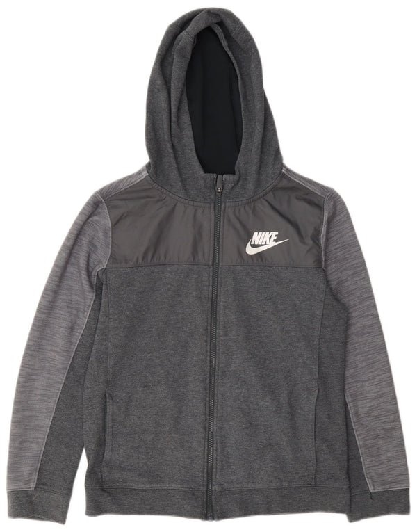 Πουλόβερ Nike Boys Zip Hoodie 12-13 ετών, μεγάλο γκρι βαμβακερό