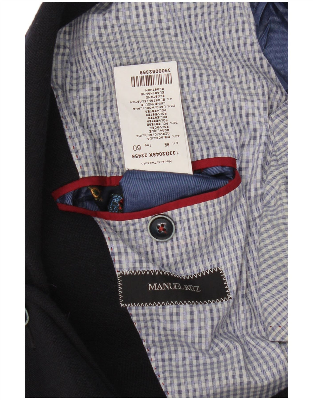 Giacca blazer da uomo a 3 bottoni Manuel Ritz IT 60 5XL Acrilico blu navy