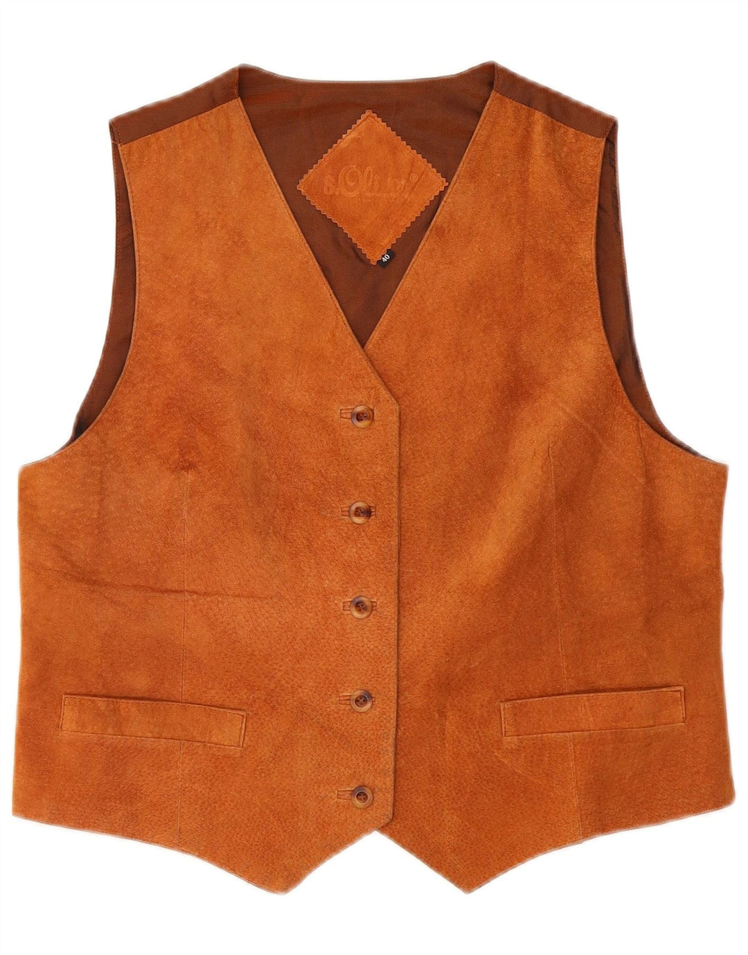 S.Oliver Womens Suede Waistcoat IT 40 Small Brown Leather