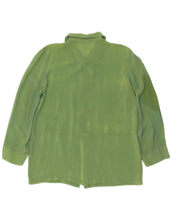 Vintage mujer camisa blusa Reino Unido 16 grande verde floral