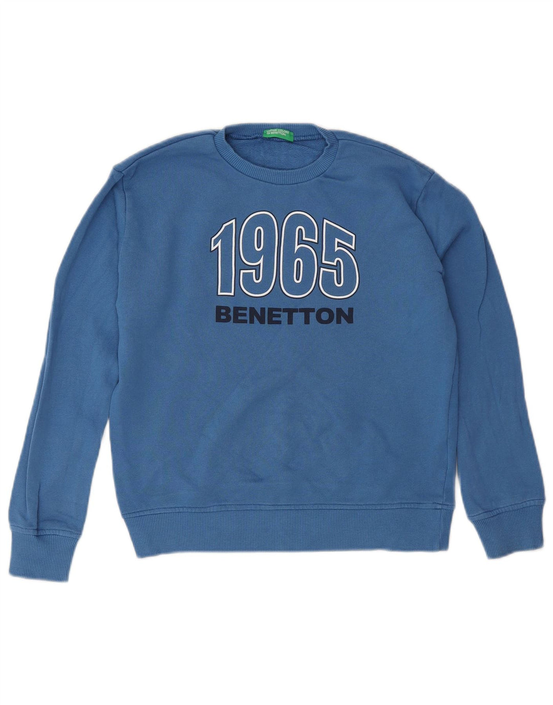 Benetton Boys Graphic Sweatshirt Jumper 8-9 Years Large  Blue Cotton