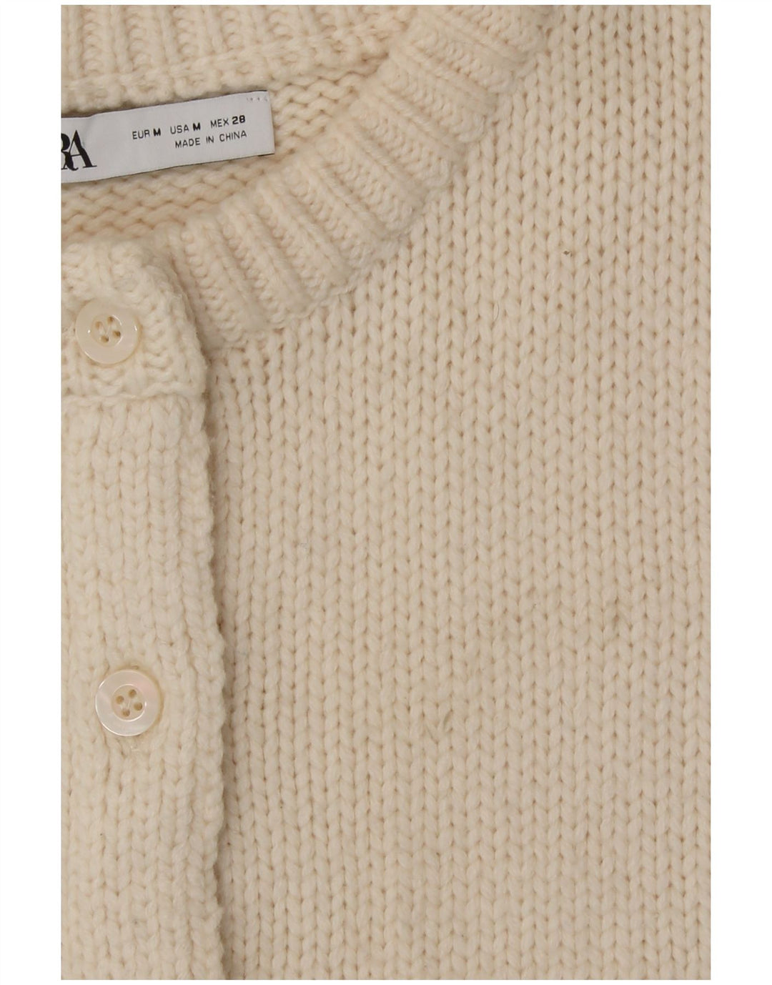 Zara Womens Crop Cardigan Sweater UK 12 Medium Off White Polyamid