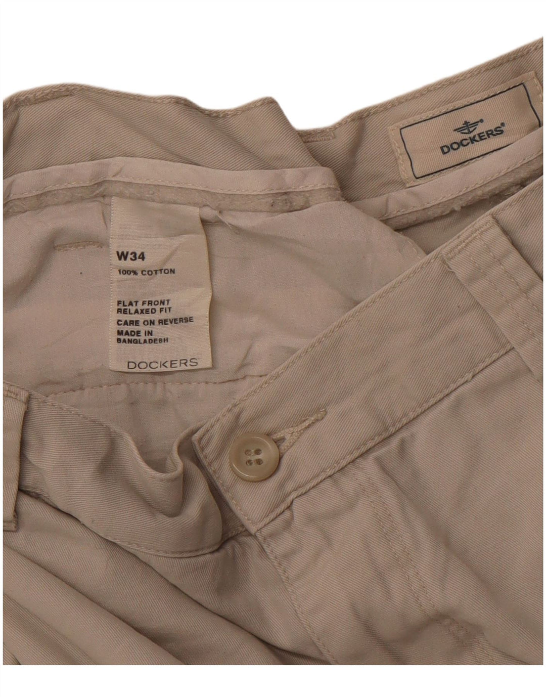 DOCKERS Womens Relaxed Fit Cargo Shorts W34 Large  Beige Cotton