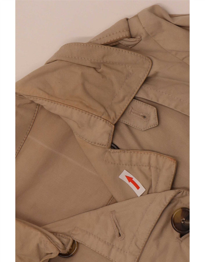 Massimo Dutti Dame Kort Dobbeltradet Trench Coat UK 14 Medium Beige
