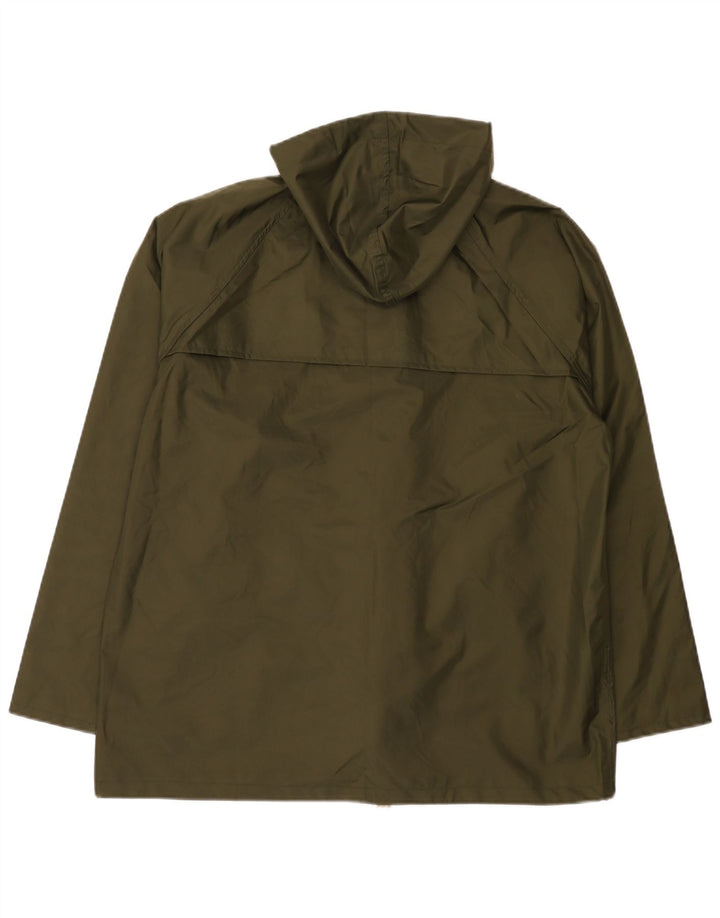Vintage Mens Hooded Rain Jacket IT 50 Large Khaki Nylon