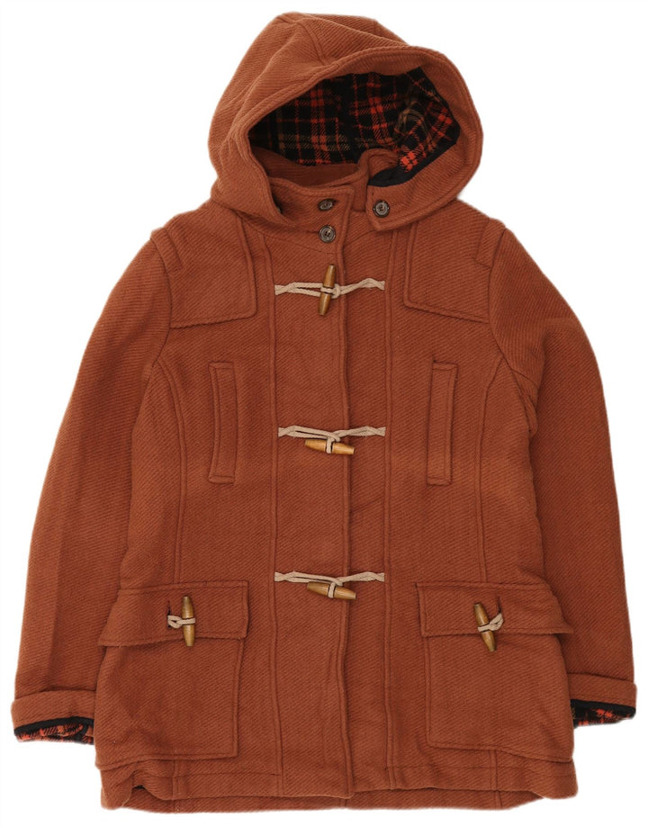 MANGUUN Womens Hooded Duffle Jacket EU 42 Large Brown Polyester