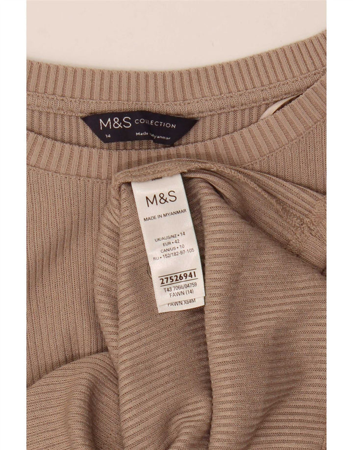 Top manica lunga da donna Marks & Spencer UK 14 Poliestere beige medio