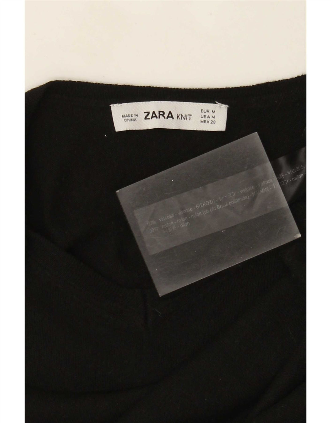 Zara Womens V-Neck Jumper Sweater UK 12 Medium Black Viscose