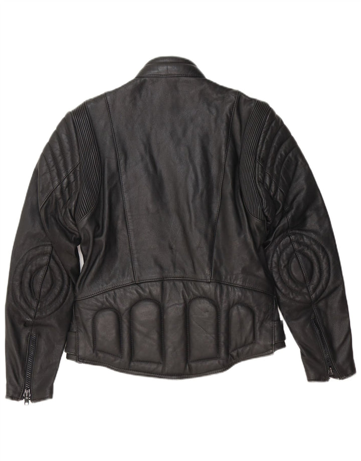 Vintage Mens Leather Biker Jacket EU 48 Medium Black Leather