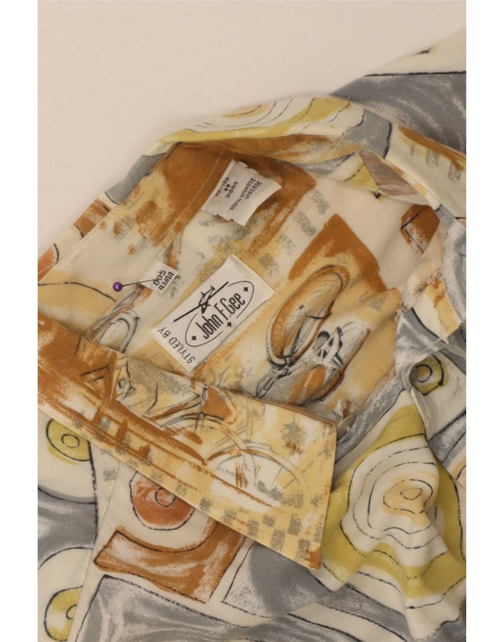 John F Gee Herre abstrakt mønster skjorte størrelse 43/44 Large Beige Viscose