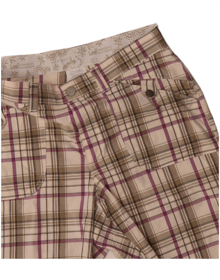 Lee Womens Casual Shorts US 8 Medium W30  Beige Check Cotton