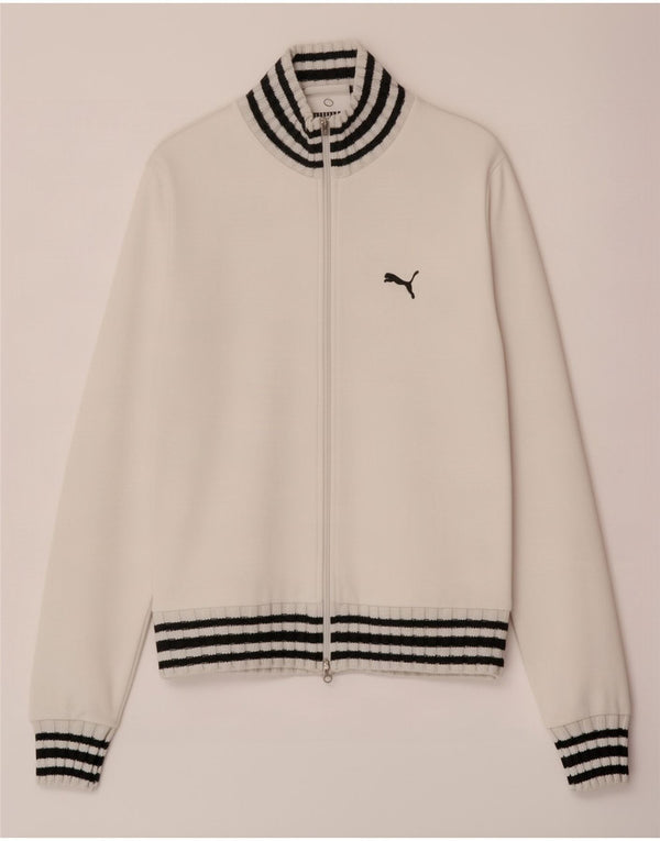 Puma Womens Tracksuit Top Jacket UK 14 Medium White Striped