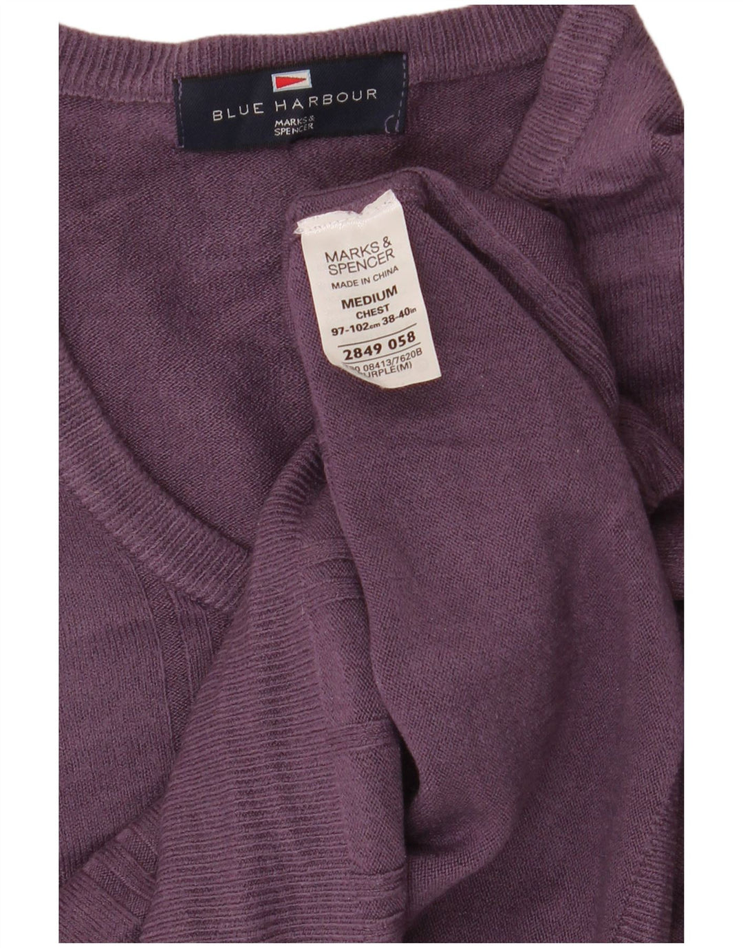 MARKS & SPENCER Maglione da uomo con scollo a V blu Harbour viola medio
