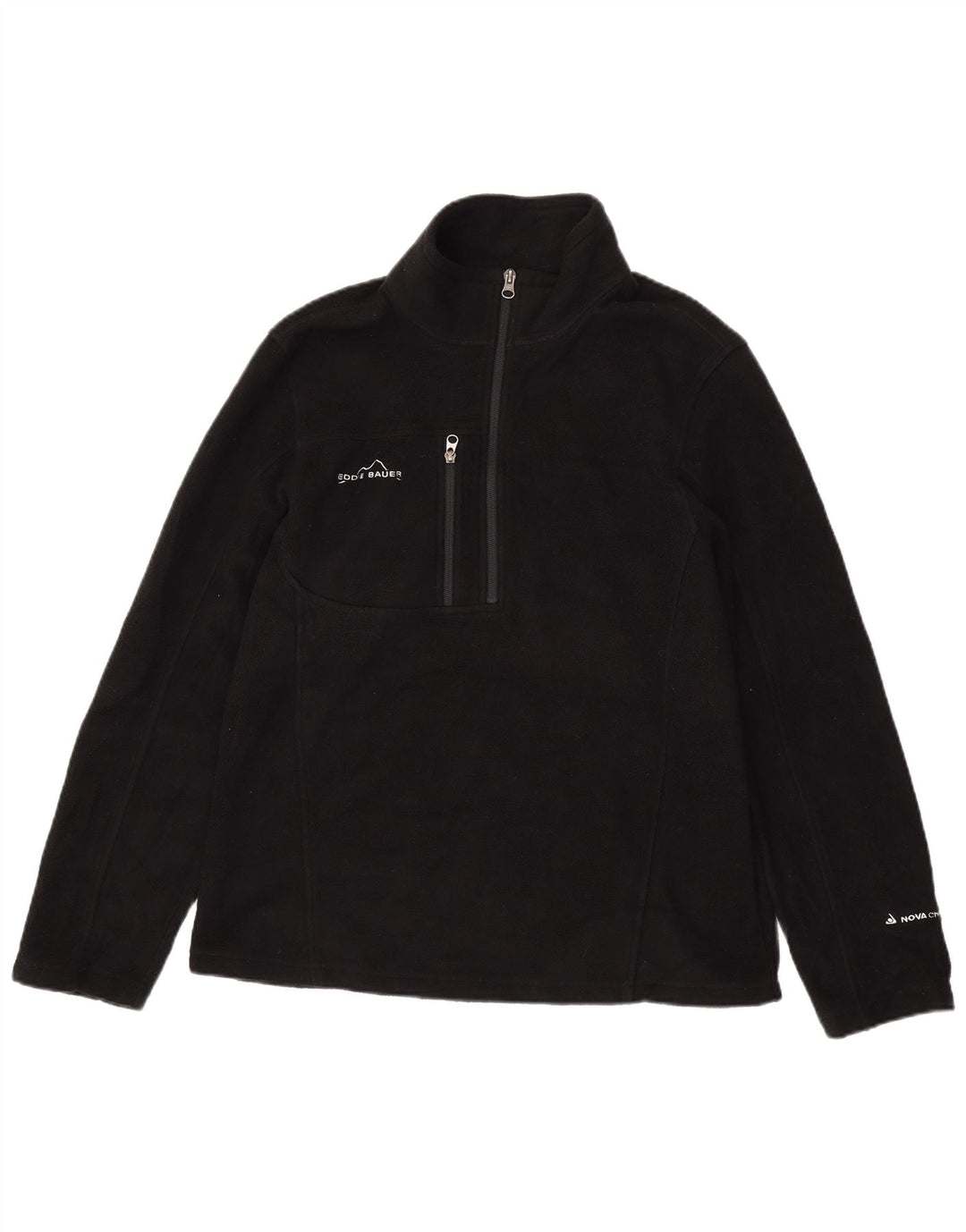 Eddie Bauer Mens Zip Neck Fleece Jumper Medium Black Polyester