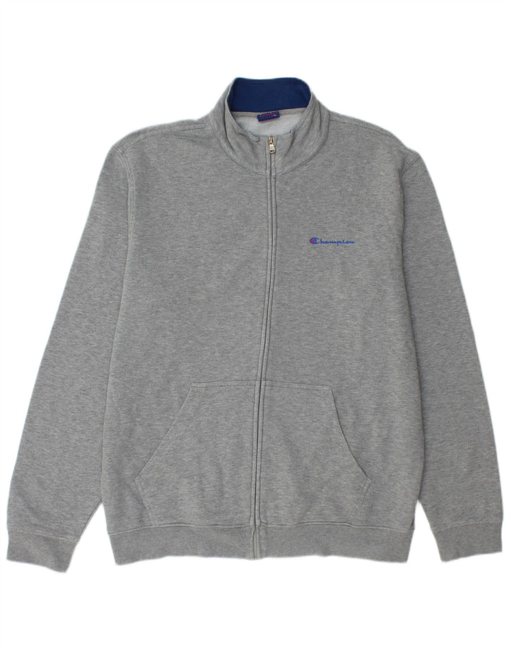 Champion Mens Tracksuit Top Jacket XL Grey Flecked Cotton