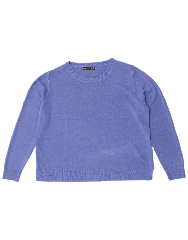 Marks & Spencer Womens Crew Neck Jumper Sweater UK 20 2XL  Blue