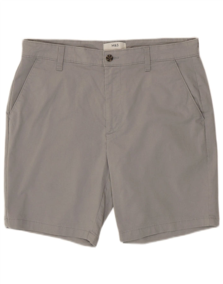Marks & Spencer Mens Chino Shorts W34 Large Grey Cotton