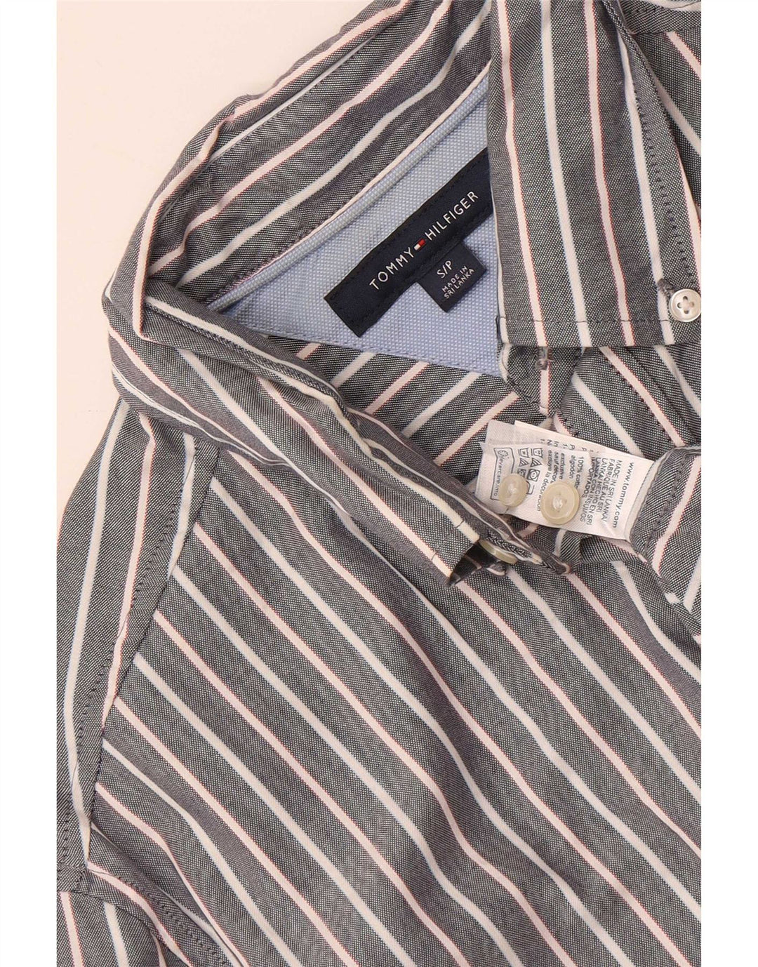 Koszula męska Tommy Hilfiger, mała, szara, bawełniana w prążki