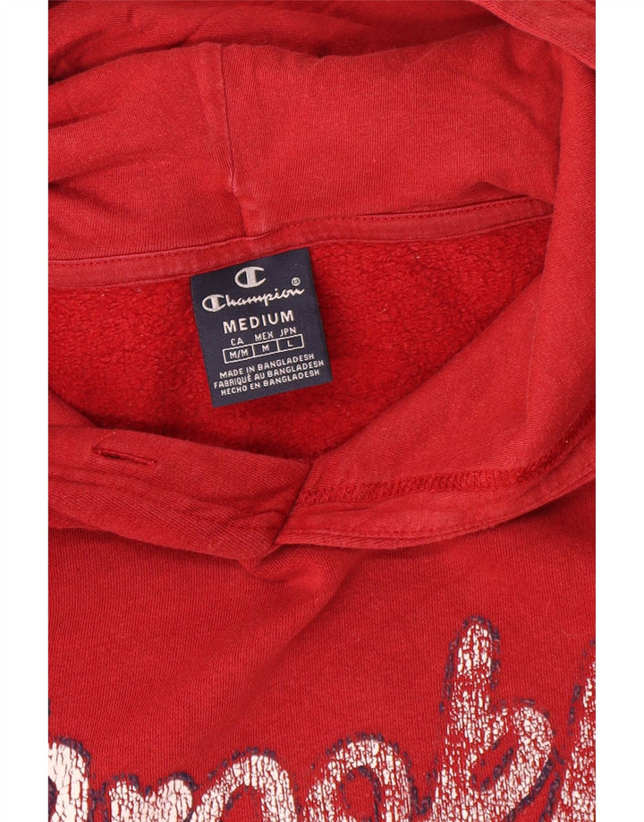 Champion Mens Brooklyn Graphic Hoodie Jumper Medium Red Cotton