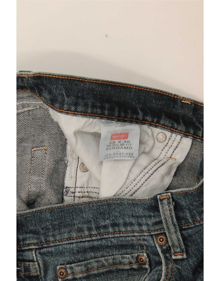 Wrangler Mens Regular Fit Straight Jeans W38 L30 Blue Cotton