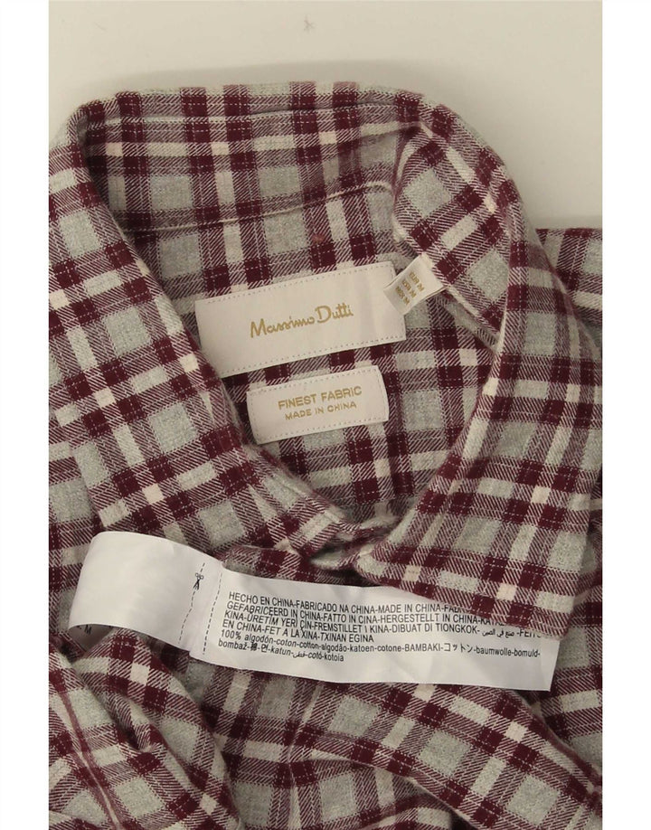 Massimo Dutti Herre flannelskjorte Medium Burgund ternet bomuld