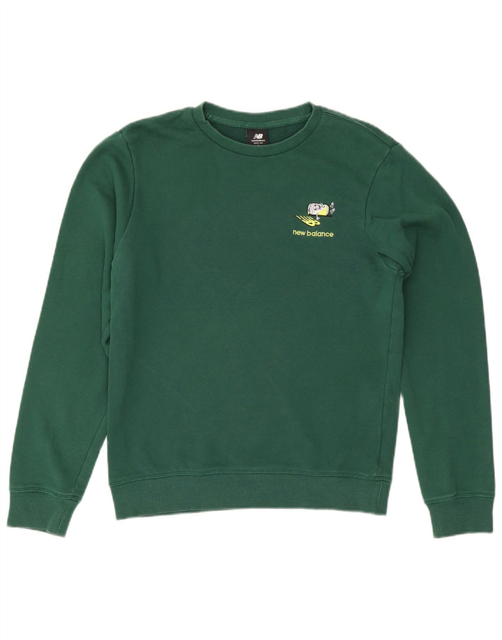 New Balance Mens Sweatshirt Jumper Small Green Cotton