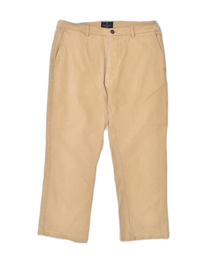 TRUSSARDI Mens Slim Capri Trousers IT 54 XL W32 L25 Beige Cotton | Vintage | Thrift | Second-Hand | Used Clothing | Messina Hembry 