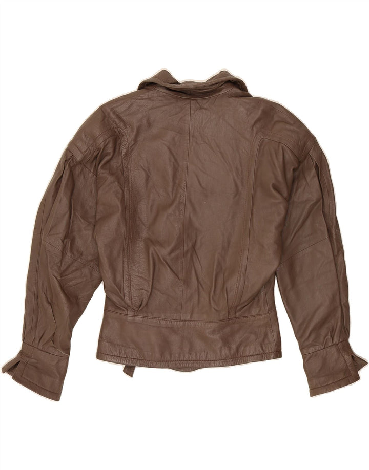 VINTAGE Womens Leather Jacket UK 10 Small Brown Vintage Vintage and Second-Hand Vintage from Messina Hembry 