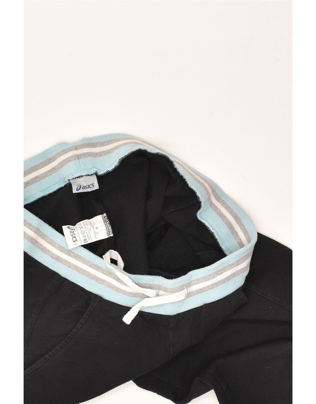 ASICS Womens Tracksuit Trousers UK 16 Large Black Cotton | Vintage Asics | Thrift | Second-Hand Asics | Used Clothing | Messina Hembry 