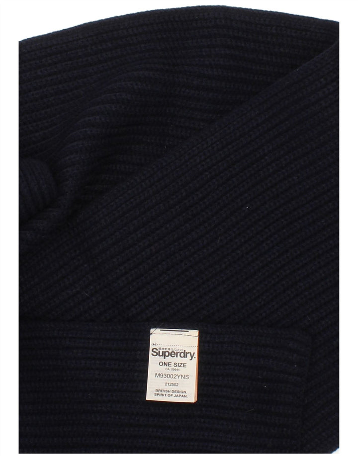 Superdry Mens Knit Rectangle Scarf One Size Navy Blue Acrylic Classic